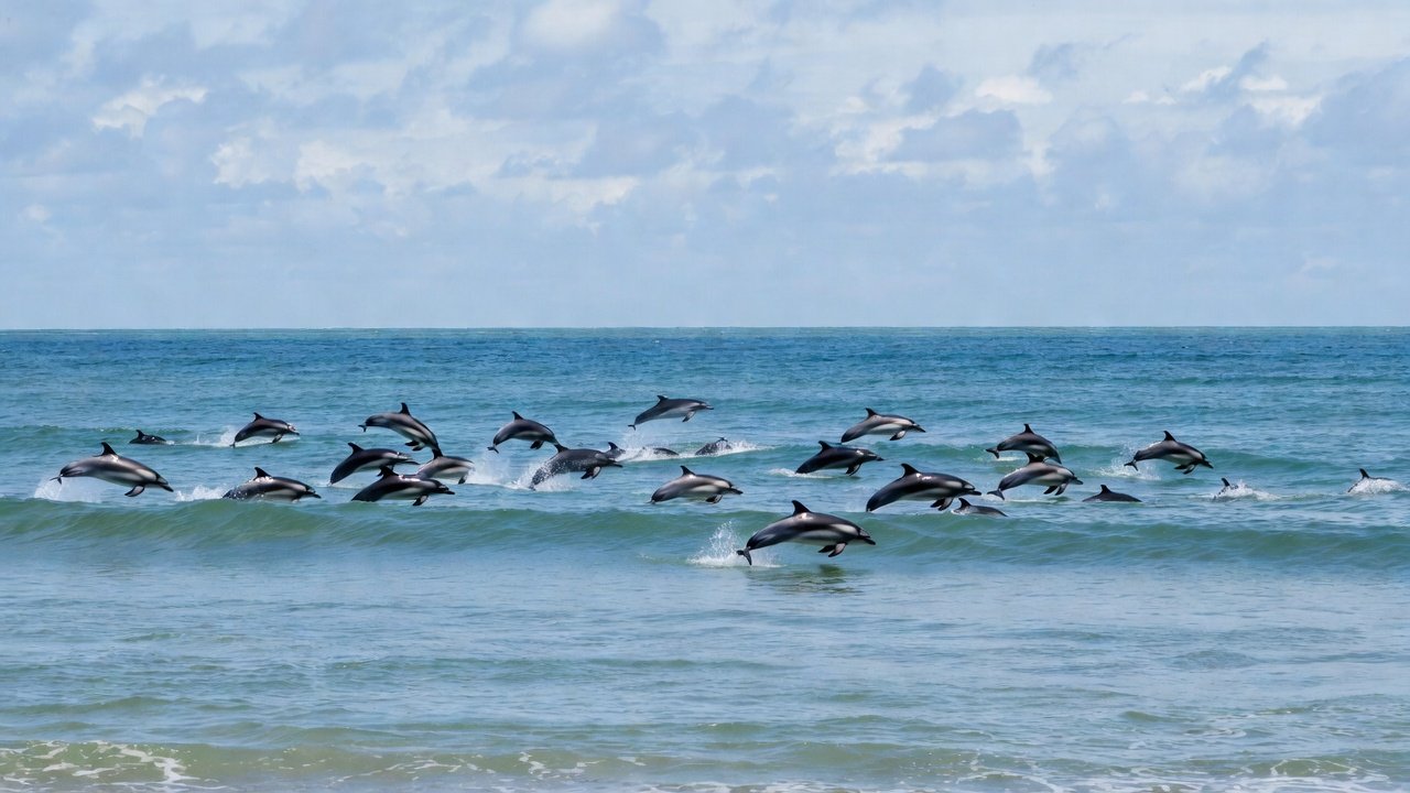 Delfines con crías aparecen frente a costa tamaulipeca